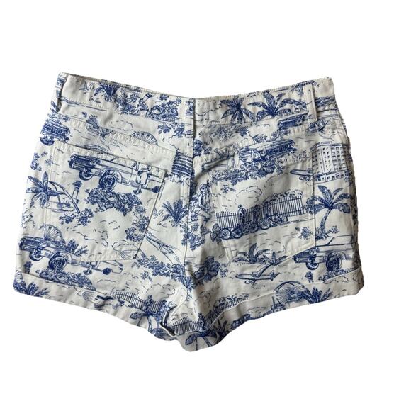 American Apparel Denim Blue Toile LA California Print Shorts Sz 32 Women's 14 - Picture 5 of 6